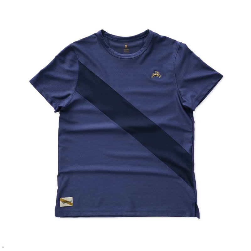 T-Shirt Tracksmith Van Cortlandt Bleu Femme France | ZZY-85531884