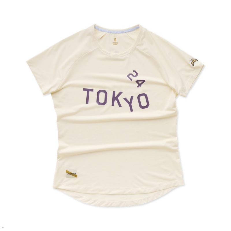 T-Shirt Tracksmith Tokyo Blanche Femme France | NES-01591756