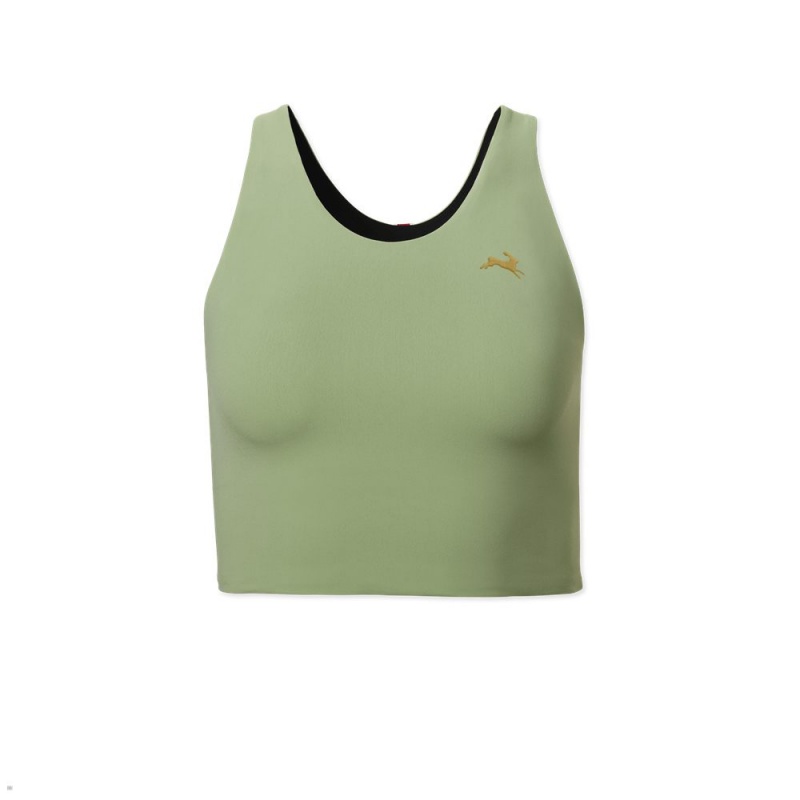 Hauts Tracksmith Turnover Crop Vert Olive Femme France | EXY-95822697