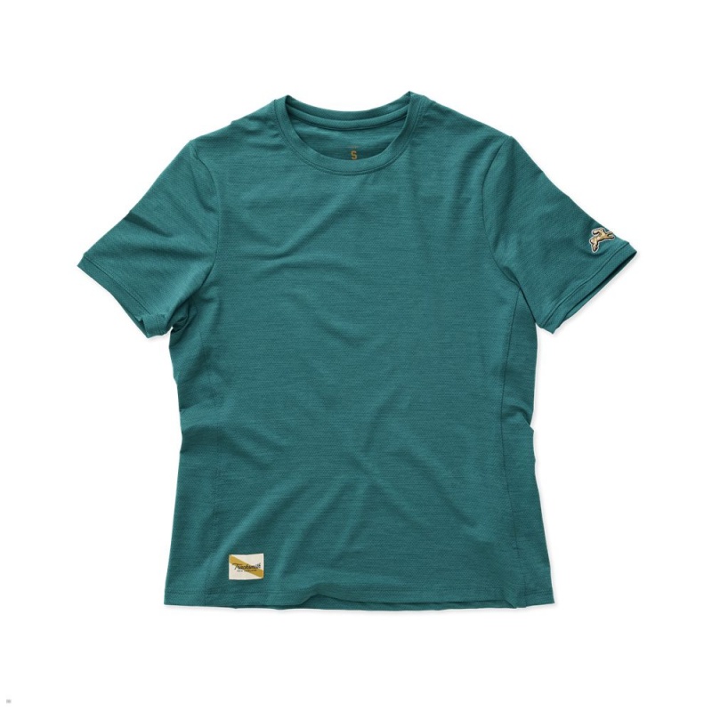 T-Shirt Tracksmith Session Vert Femme France | VES-35568967