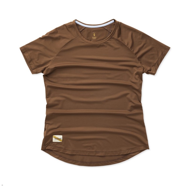 T-Shirt Tracksmith Twilight Marron Femme France | OAP-89691363