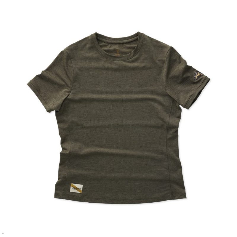 T-Shirt Tracksmith Session Vert Olive Femme France | HHR-64532954