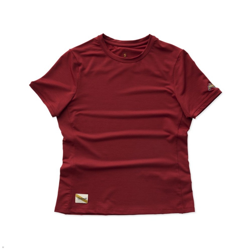 T-Shirt Tracksmith Session Rouge Femme France | BEE-62277911