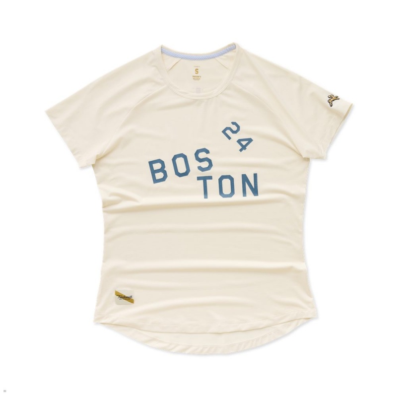 T-Shirt Tracksmith Boston Blanche Femme France | TFT-53139251