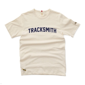 T-Shirt Tracksmith Grayboy Blanche Bleu Marine Femme France | DOZ-06554315