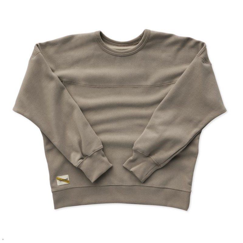 Sweatshirt Tracksmith Trackhouse Crew Kaki Femme France | TIH-74823915