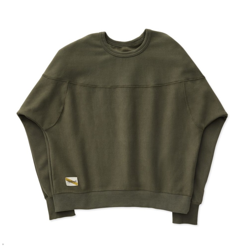 Sweatshirt Tracksmith Trackhouse Crew Vert Olive Femme France | JUX-97830418