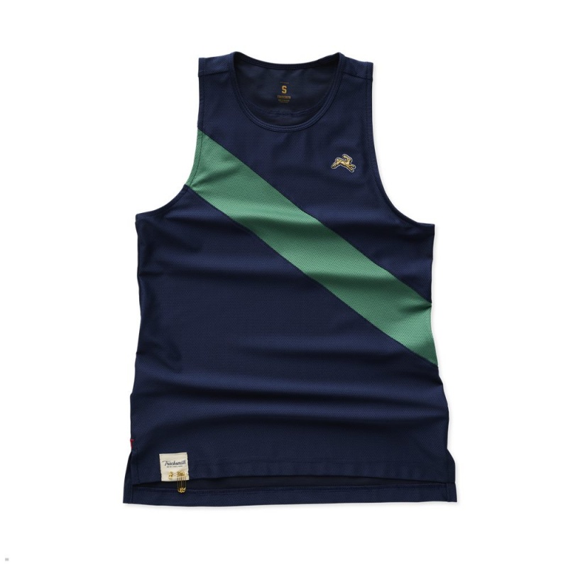 Debardeur Tracksmith Van Cortlandt Bleu Marine Vert Femme France | TZK-32205102