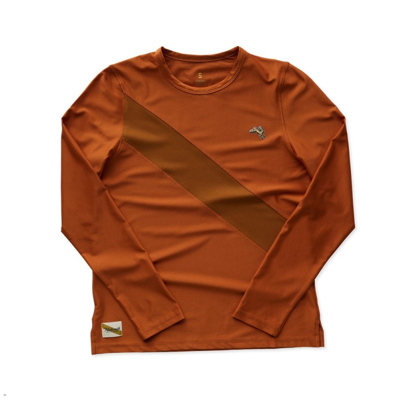 Chemises Tracksmith Van Cortlandt Long Sleeve Marron Femme France | NIK-19887038