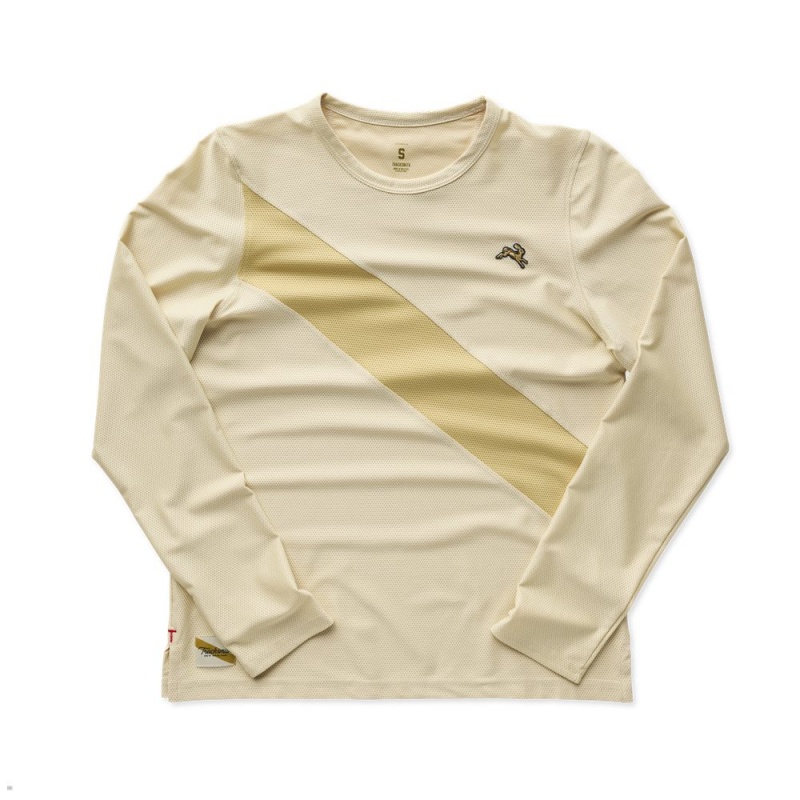 Chemises Tracksmith Van Cortlandt Long Sleeve Beige Femme France | UDW-13786938