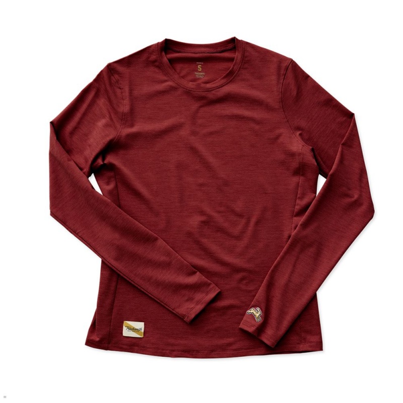 Chemises Tracksmith Session Long Sleeve Rouge Femme France | JZR-70076276