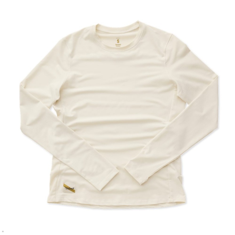 Chemises Tracksmith Session Long Sleeve Blanche Femme France | KII-06674767