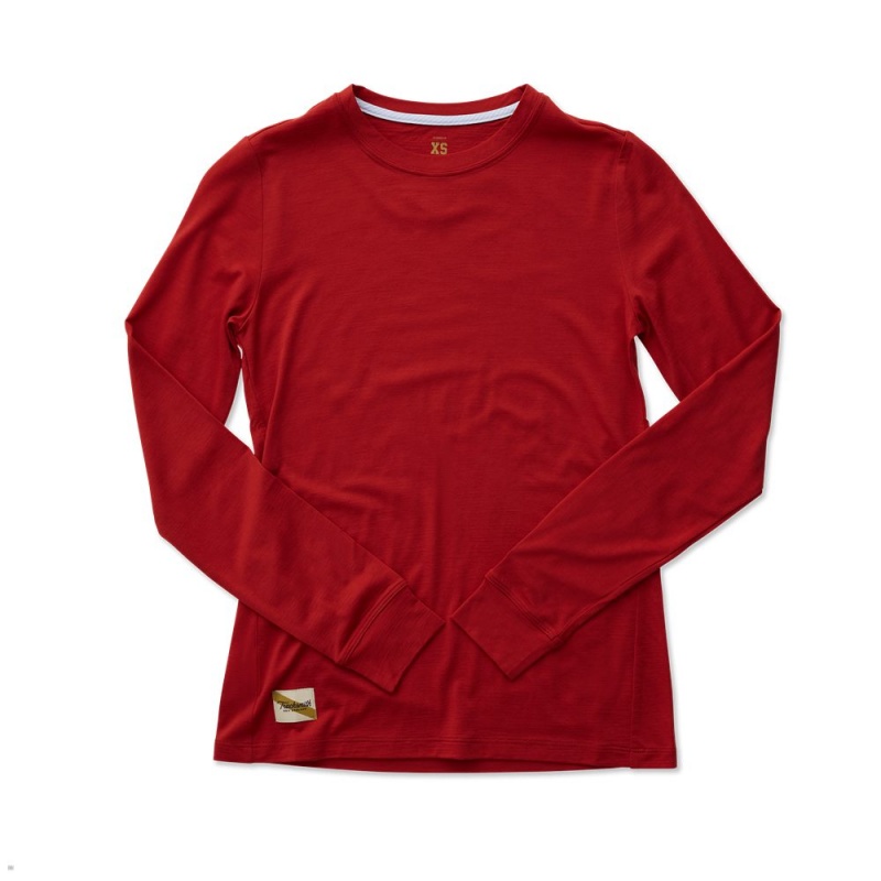 Chemises Tracksmith Harrier Long Sleeve Rouge Femme France | YZL-15816571