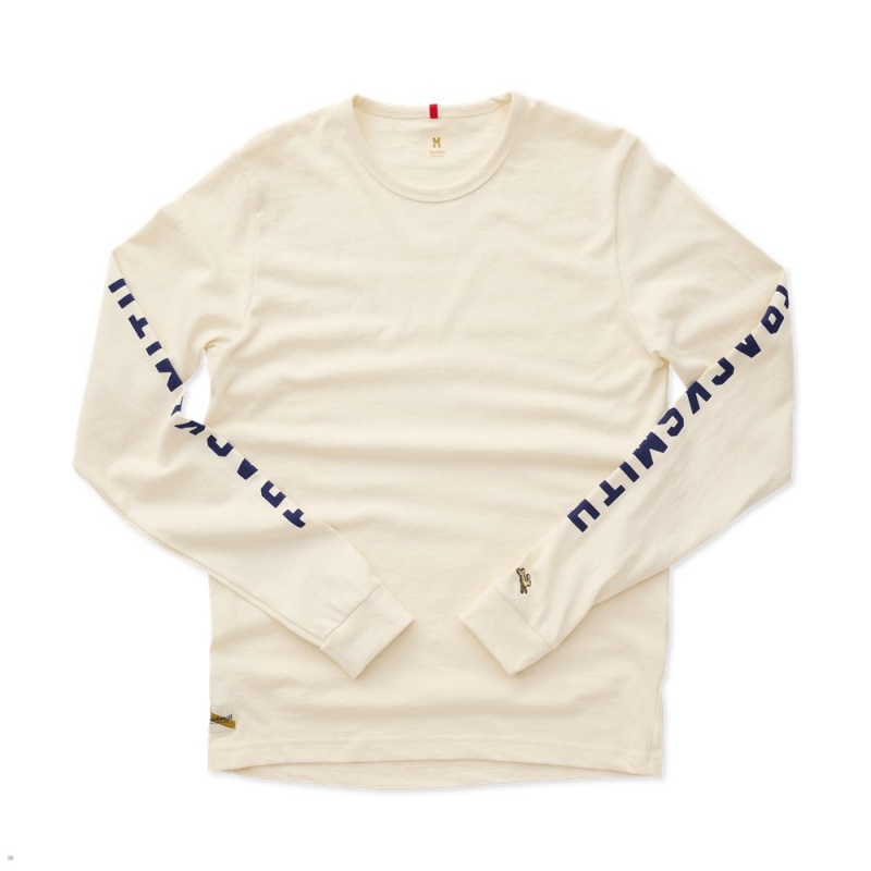 Chemises Tracksmith Grayboy Long Sleeve Blanche Bleu Marine Femme France | IAF-47161329