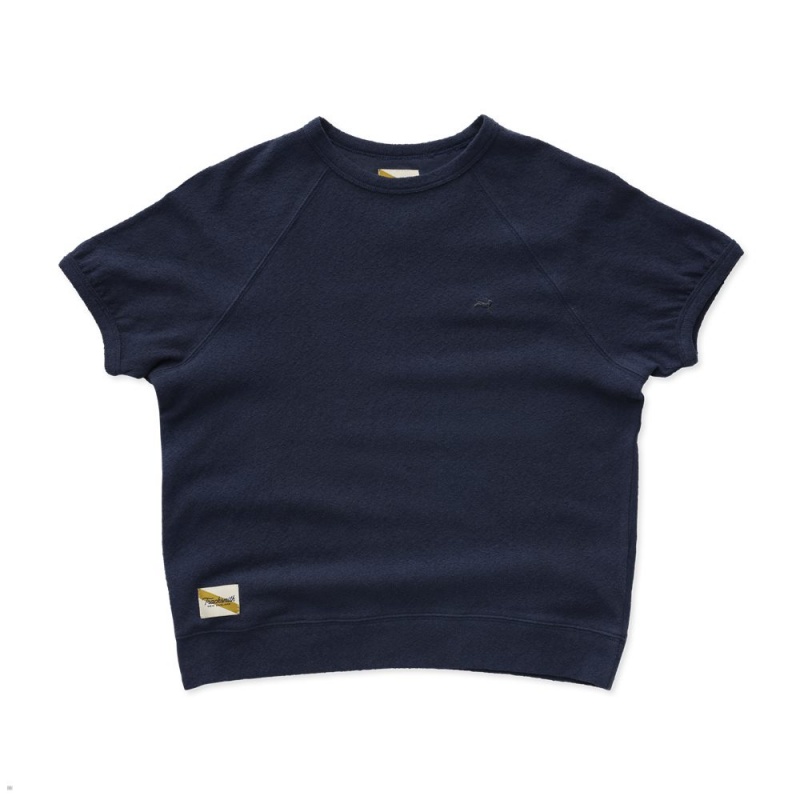 Chemises Tracksmith Terry Crew Bleu Marine Femme France | IPG-25444260