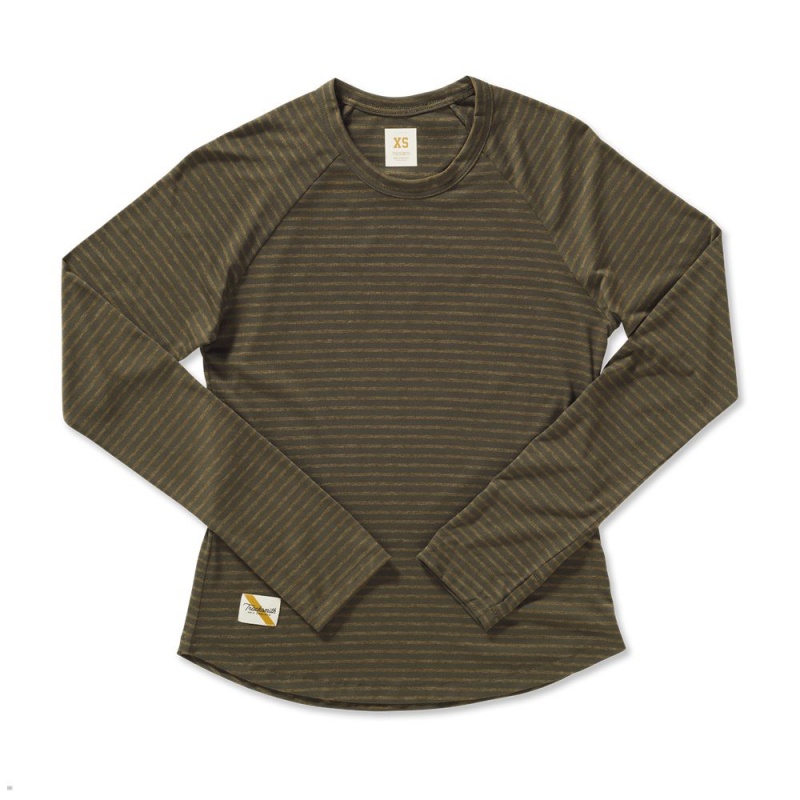 Chemises Tracksmith Horizon Long Sleeve Vert Olive Femme France | ITM-87387929