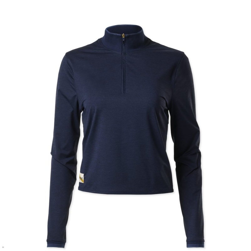 Sweatshirt Tracksmith Session Quarter Zip Bleu Marine Femme France | SJQ-21421227