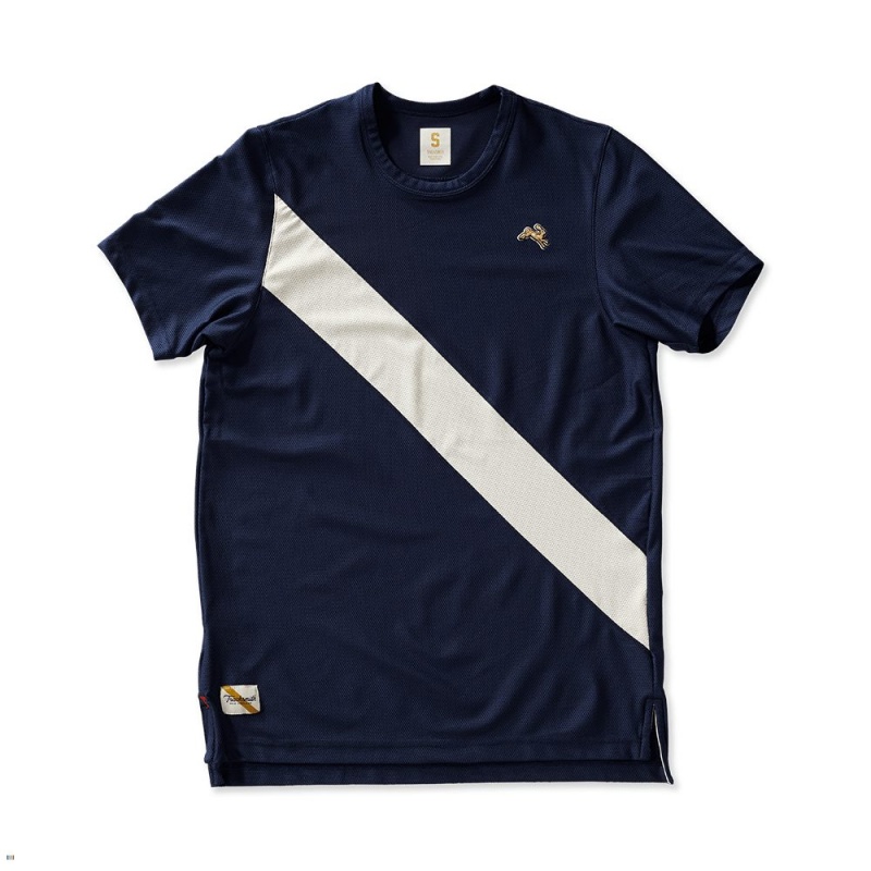 T-Shirt Tracksmith Van Cortlandt Bleu Marine Blanche Homme France | OQX-38071970