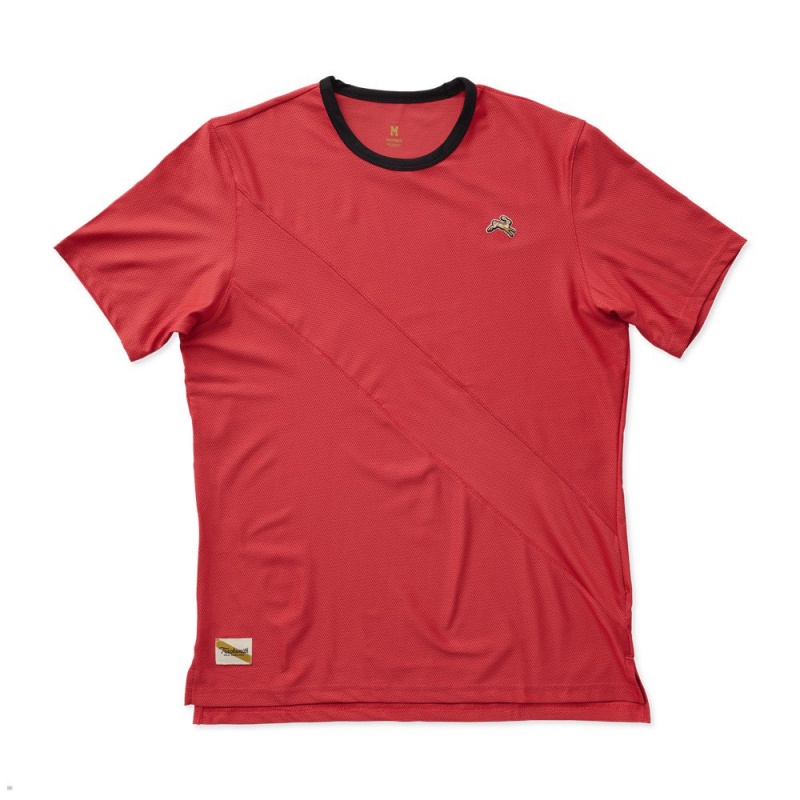 T-Shirt Tracksmith Van Cortlandt Rouge Homme France | HFZ-19346284