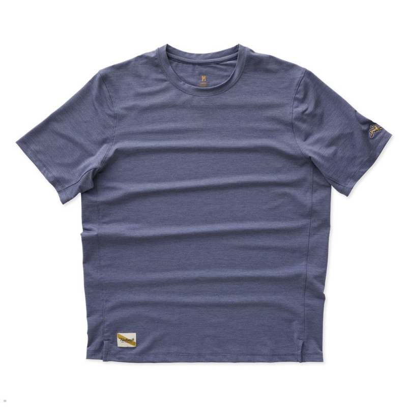 T-Shirt Tracksmith Session Bleu Homme France | LRI-35567334