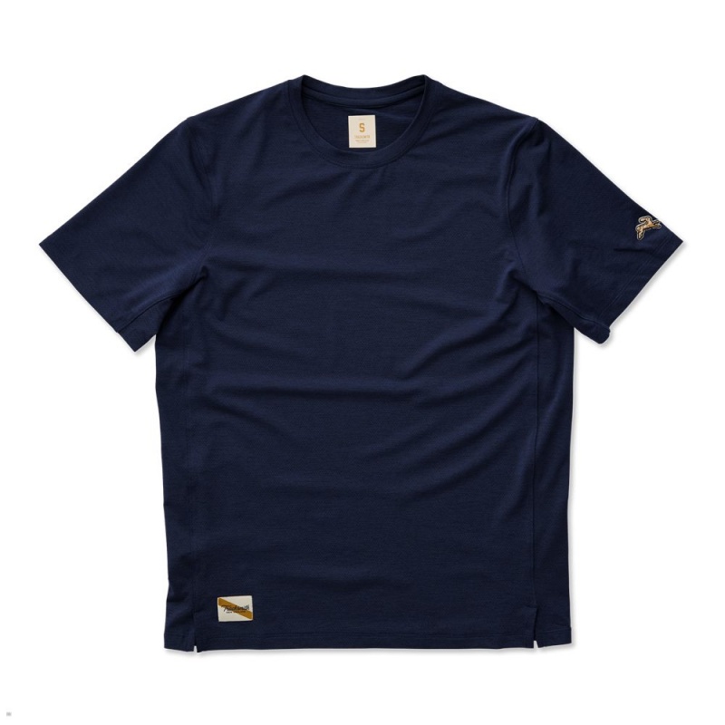 T-Shirt Tracksmith Session Bleu Marine Homme France | YKD-24805652