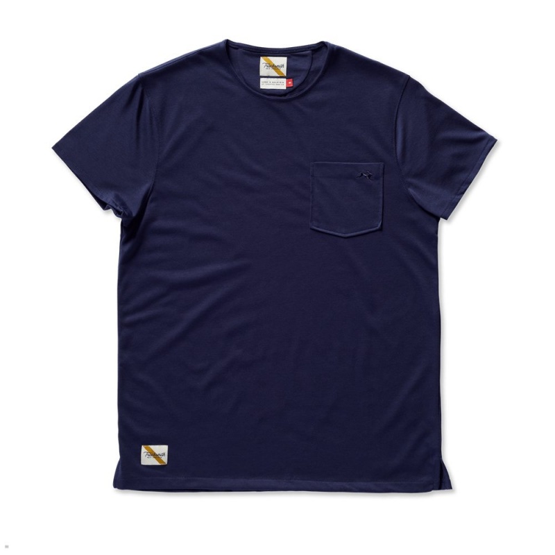 T-Shirt Tracksmith Run Cannonball Run Bleu Marine Homme France | EYX-25896697