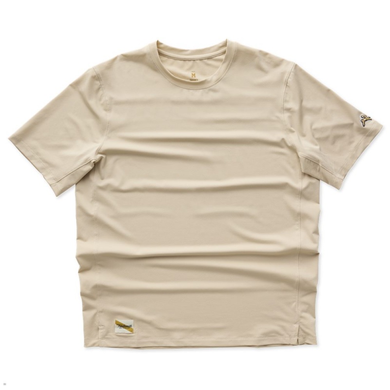 T-Shirt Tracksmith Session Beige Homme France | ECA-07697418