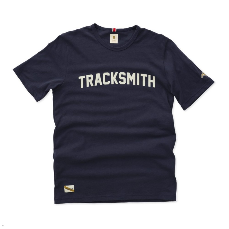 T-Shirt Tracksmith Grayboy Bleu Marine Blanche Homme France | AEY-68859980