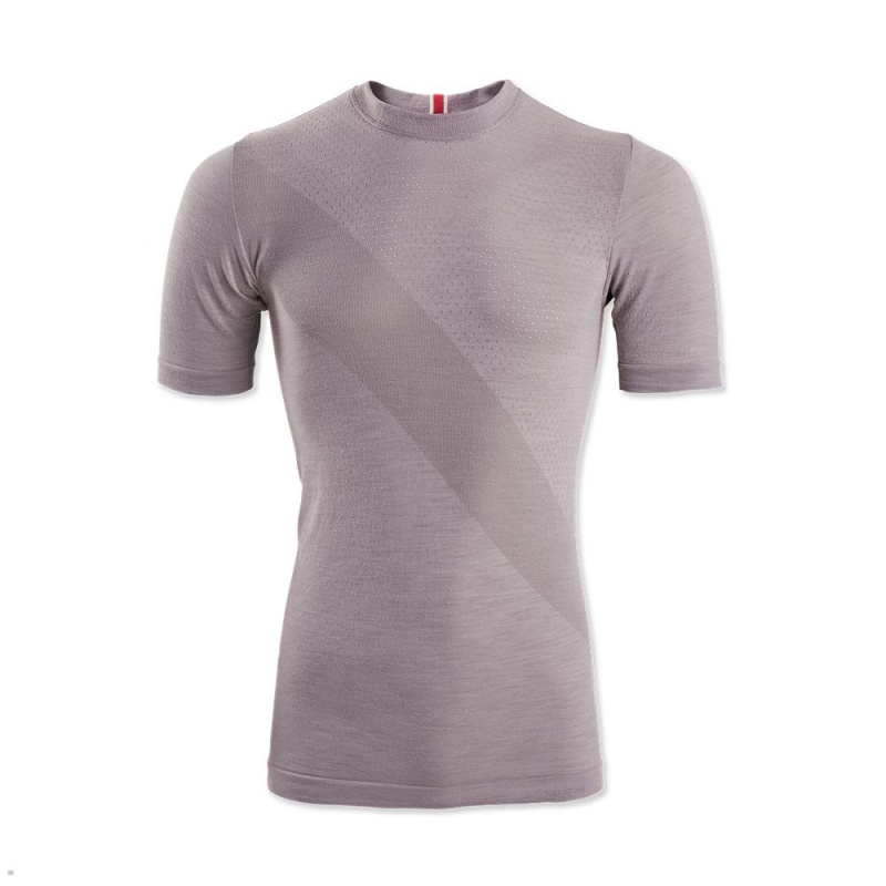 T-Shirt Tracksmith Brighton Base Layer Grise Homme France | UYW-32586985