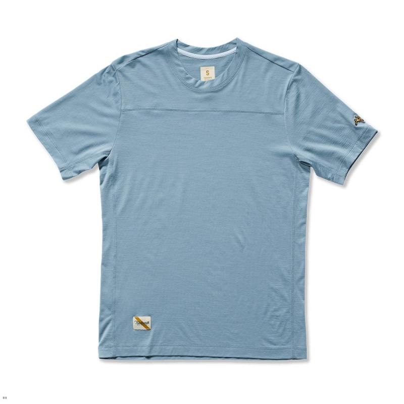 T-Shirt Tracksmith Harrier Bleu Homme France | TFP-08241382