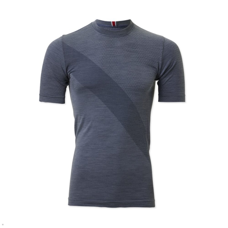 T-Shirt Tracksmith Brighton Base Layer Bleu Homme France | HXE-83721637