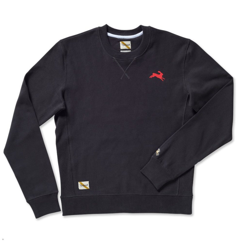 Sweatshirt Tracksmith Trackhouse Crew Flocked Hare Noir Homme France | YDV-09187713