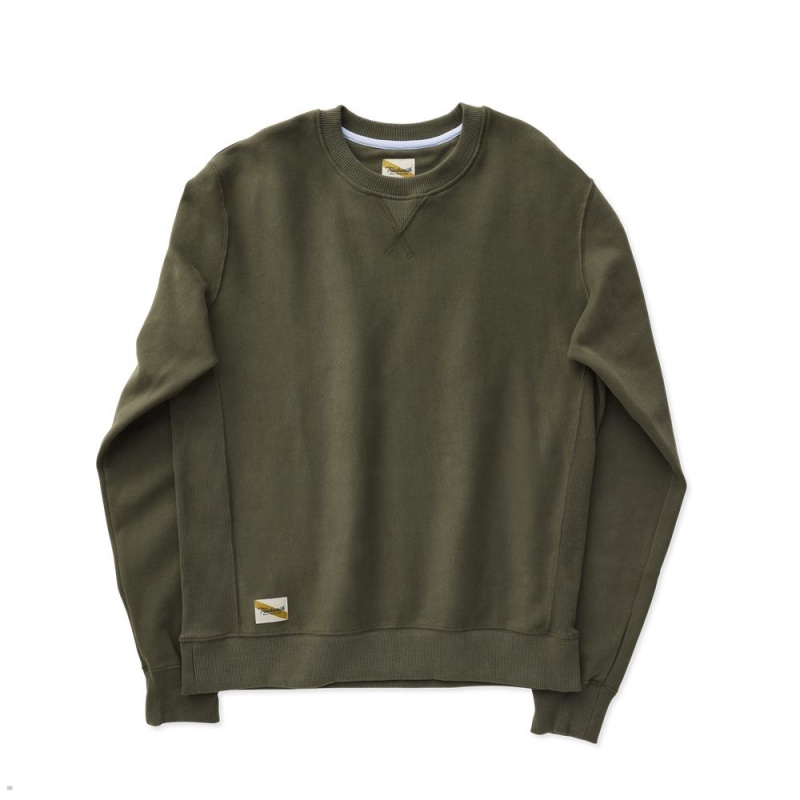 Sweatshirt Tracksmith Trackhouse Crew Vert Olive Homme France | KFF-29312659