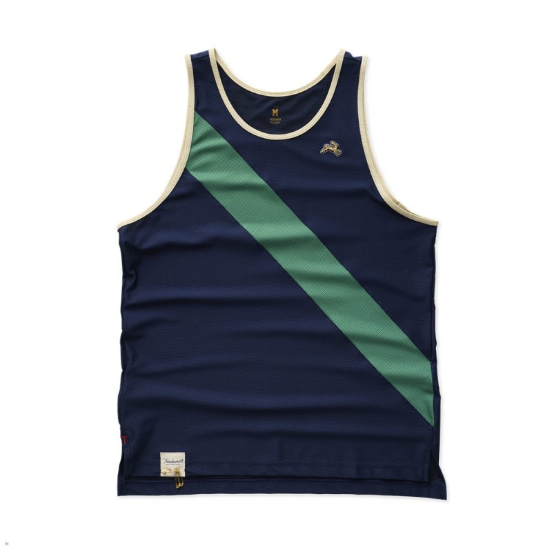 Debardeur Tracksmith Van Cortlandt Bleu Marine Vert Homme France | SDJ-20820680