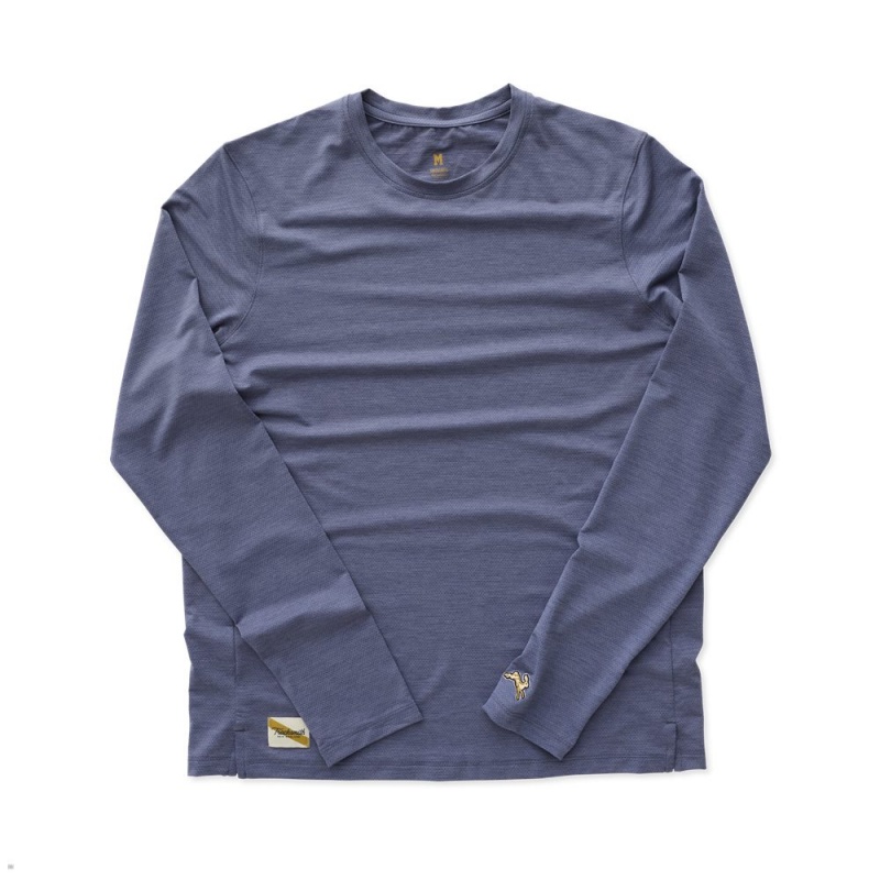 Chemises Tracksmith Session Long Sleeve Bleu Homme France | OLN-83558475