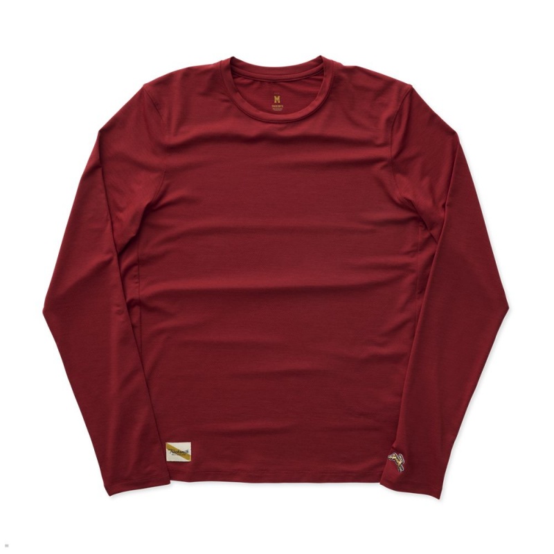 Chemises Tracksmith Session Long Sleeve Rouge Homme France | FNG-70233792