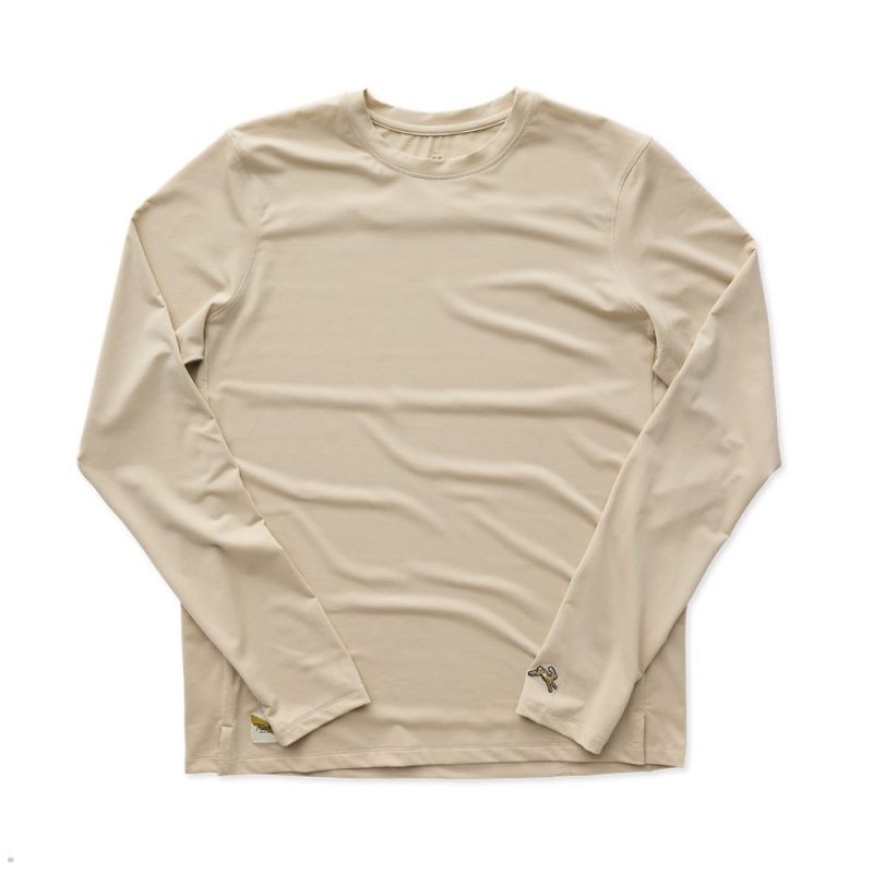 Chemises Tracksmith Session Long Sleeve Beige Homme France | GRS-86929879