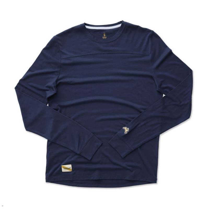 Chemises Tracksmith Harrier Long Sleeve Bleu Marine Homme France | YOH-38949737