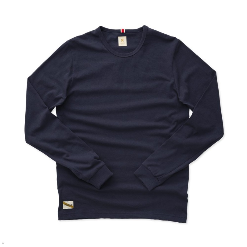 Chemises Tracksmith Grayboy Long Sleeve Bleu Marine Homme France | QNF-24151382