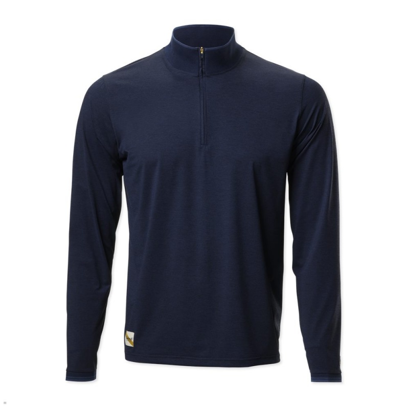 Sweatshirt Tracksmith Session Quarter Zip Bleu Marine Homme France | LNZ-90903981