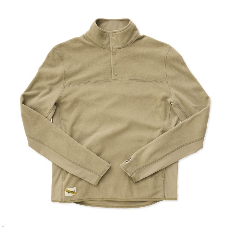 Sweatshirt Tracksmith Franklin Quarter Snap Vert Olive Homme France | VPP-04181604