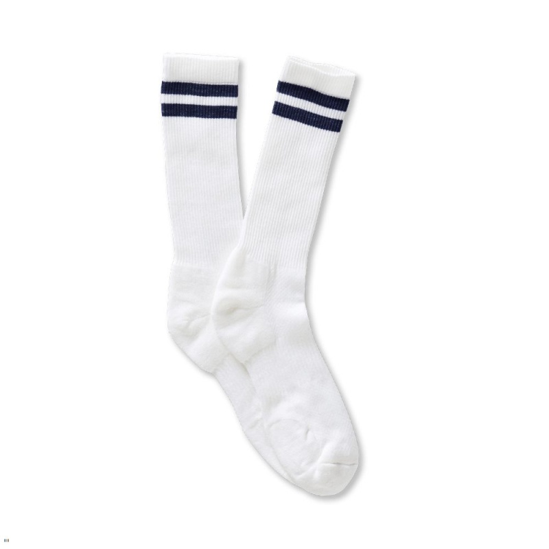 Chaussette Tracksmith Merino Tube Blanche Bleu Marine France | XVB-70422389